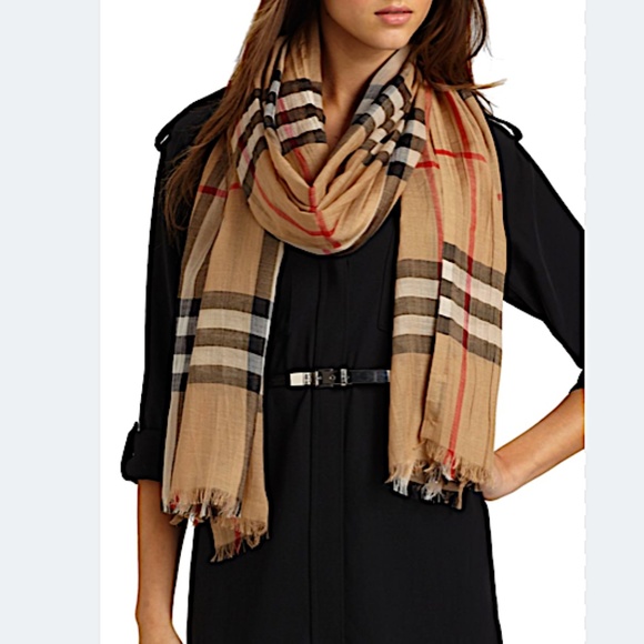 Burberry Lightweight Check Wool Silk Scarf - Picture 4 of 11